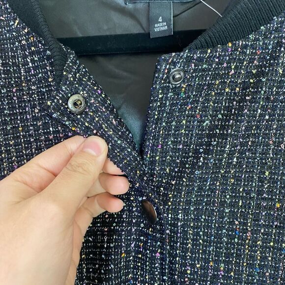 Torrid Bomber Jacket Black Color & multi colored thread accent NWT size 4X - Picture 13 of 14